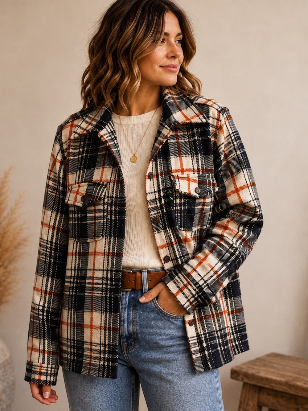 Vintage Wool Plaid Shacket Jacket | Cozy Fall Layer
